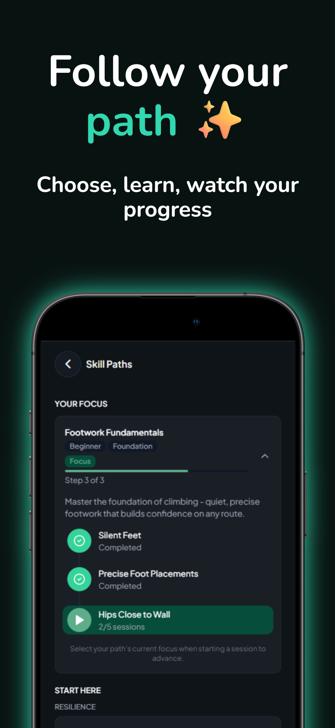Structured skill paths screen